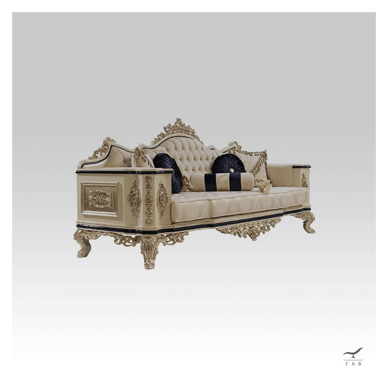 Luxury Louis XV Style Sofa with Intricate Carvings - Customizable for Hotels and Villas