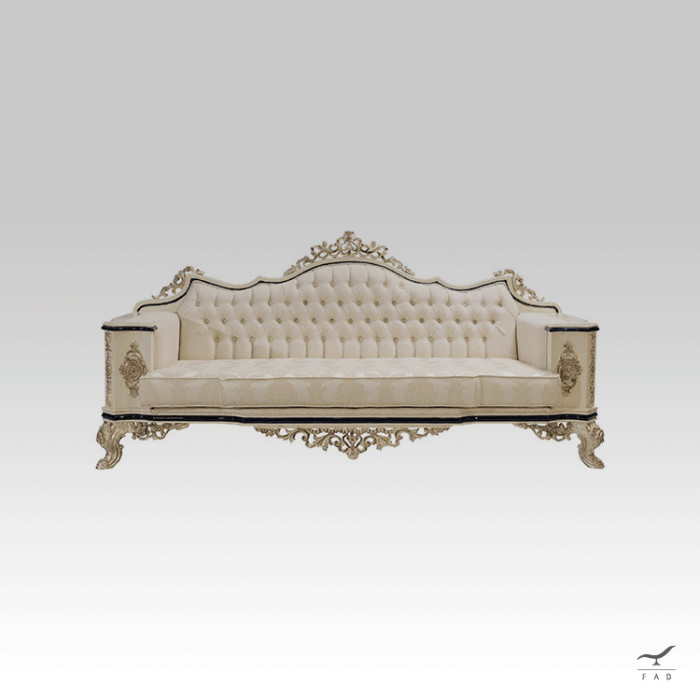 Luxury Louis XV Style Sofa with Intricate Carvings - Customizable for Hotels and Villas
