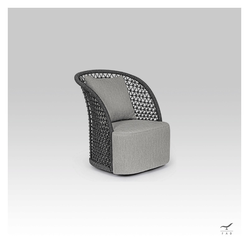 BRIS outdoor armchair with hand-woven rope for luxury villas and hotels