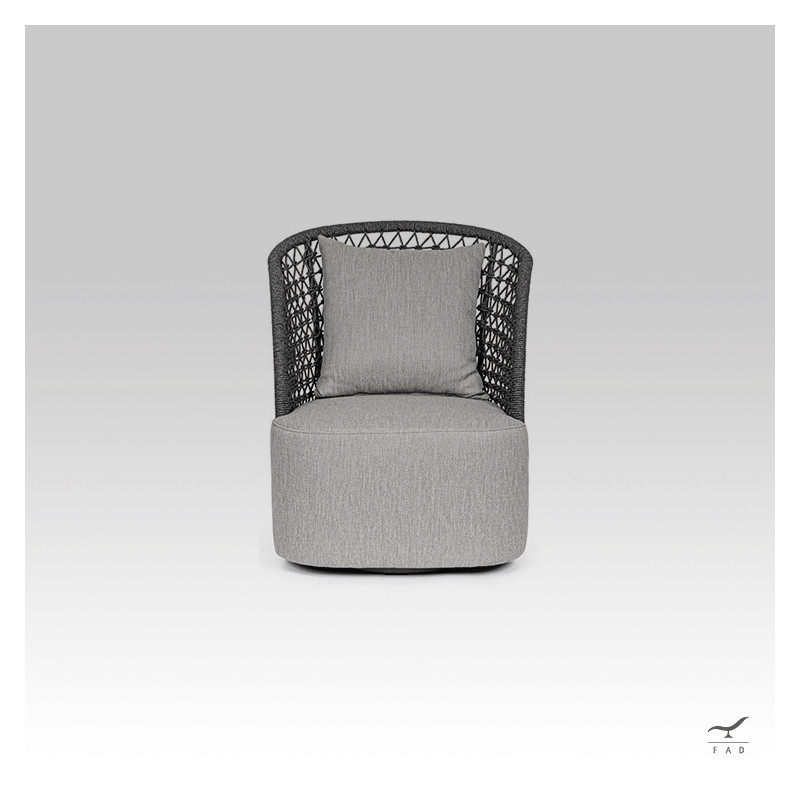 BRIS outdoor armchair with hand-woven rope for luxury villas and hotels