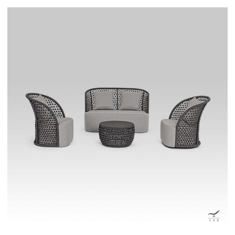 BRIS outdoor armchair with hand-woven rope for luxury villas and hotels