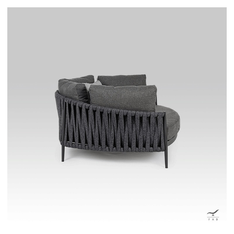 Divano DELON in alluminio e corda intrecciata per outdoor di lusso