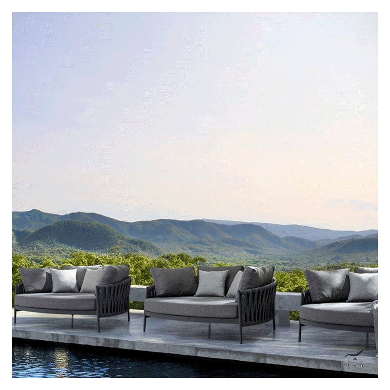 Divano DELON in alluminio e corda intrecciata per outdoor di lusso