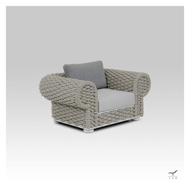 ROPE aluminum & hand-woven outdoor armchair for luxury villas and hotels