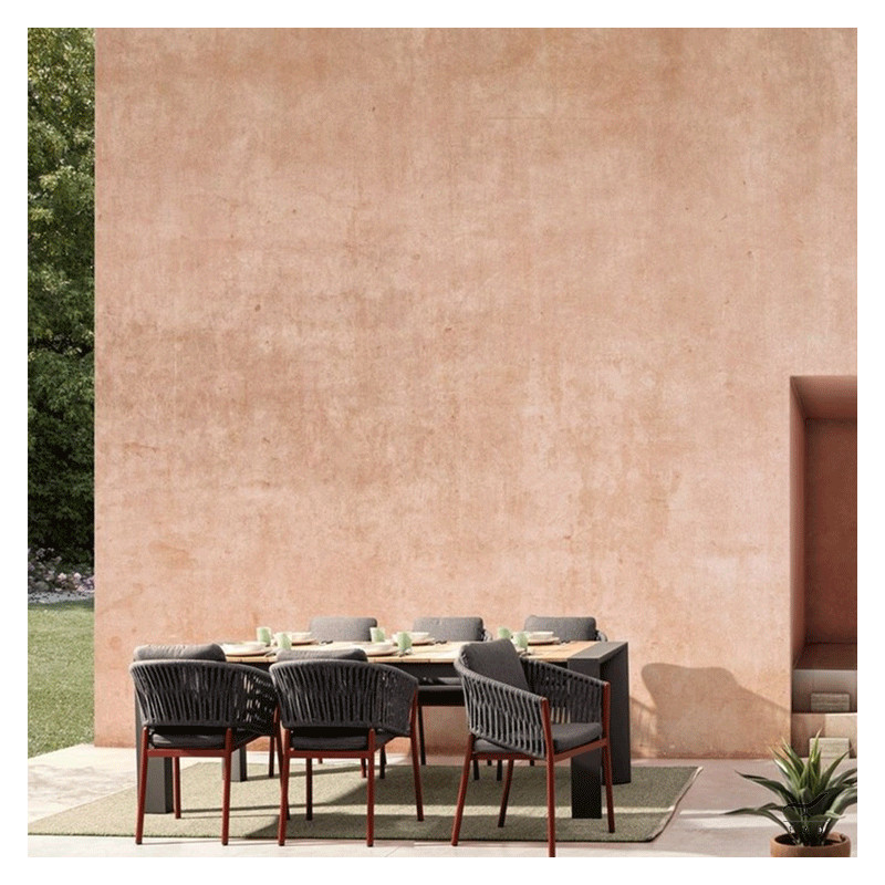 THOR aluminum & teak outdoor table for luxury villas and hotels | Modern Design for Luxury Villas & Hotels