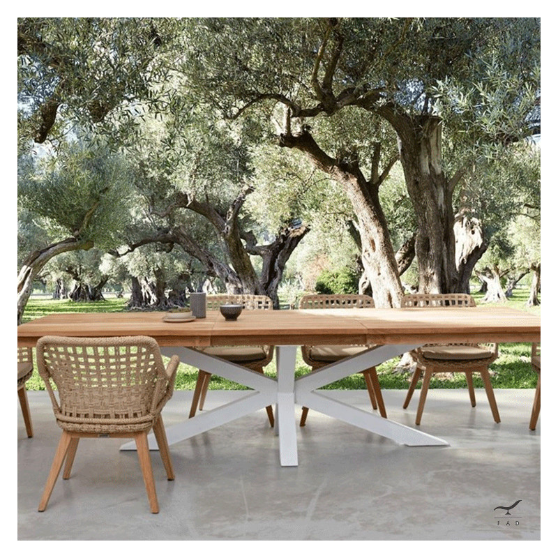 SILENCE aluminum & teak outdoor table for luxury villas and hotels