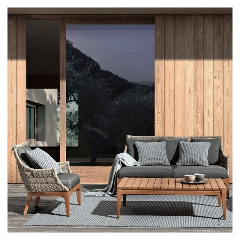 KEY teak & rattan outdoor sofa for luxury villas and hotels