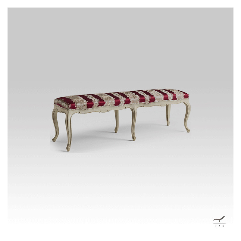 Carved and lacquered wooden bench