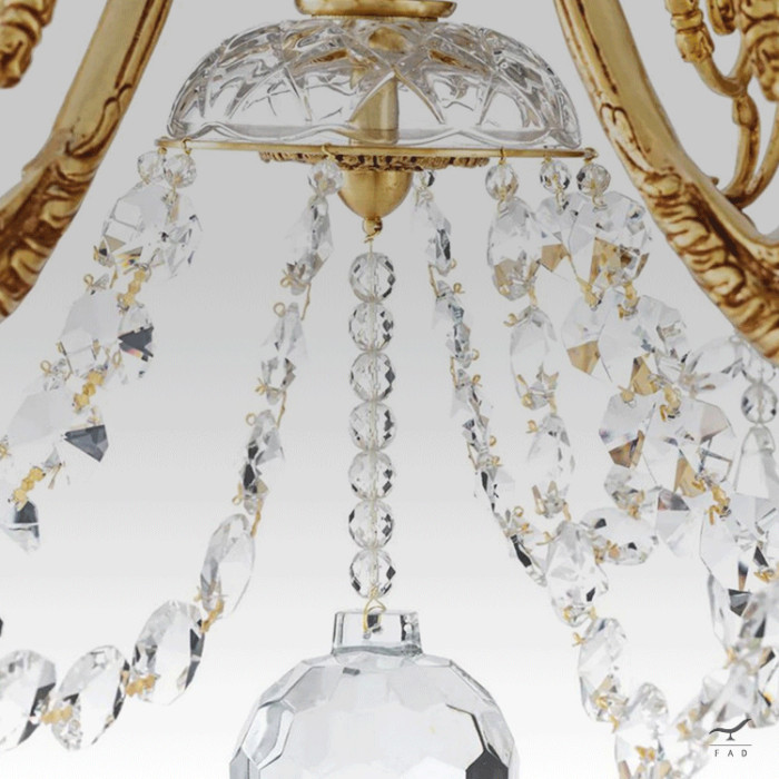 Lampadario barocco in cristallo e oro - Lampadari reali antichi per ville e hotel di lusso
