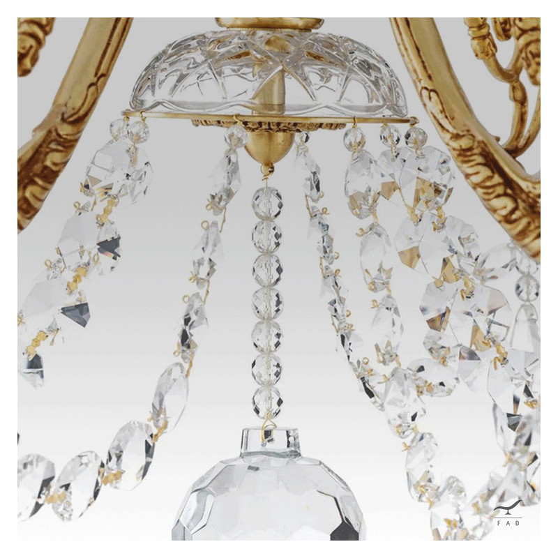 Lampadario barocco in cristallo e oro - Lampadari reali antichi per ville e hotel di lusso