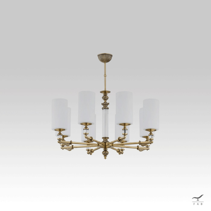 Lampadario barocco in vetro ed acciaio verniciato oro