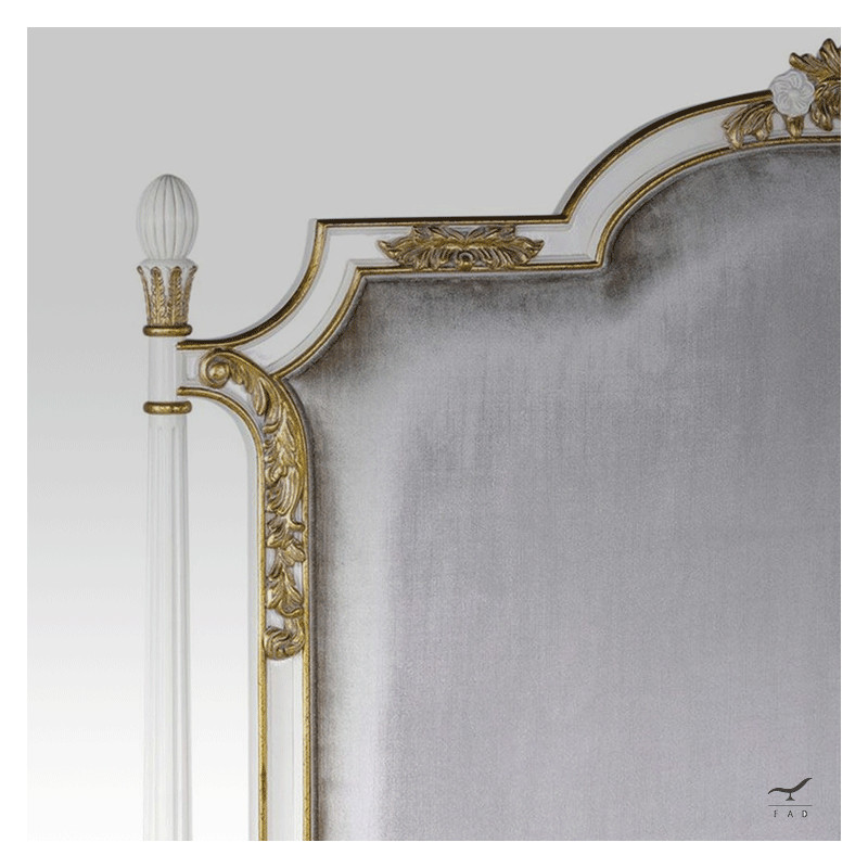 Luxury Antique-Style Bed with Inlaid Gold Leaves | Customizable for Hotels & Palaces
