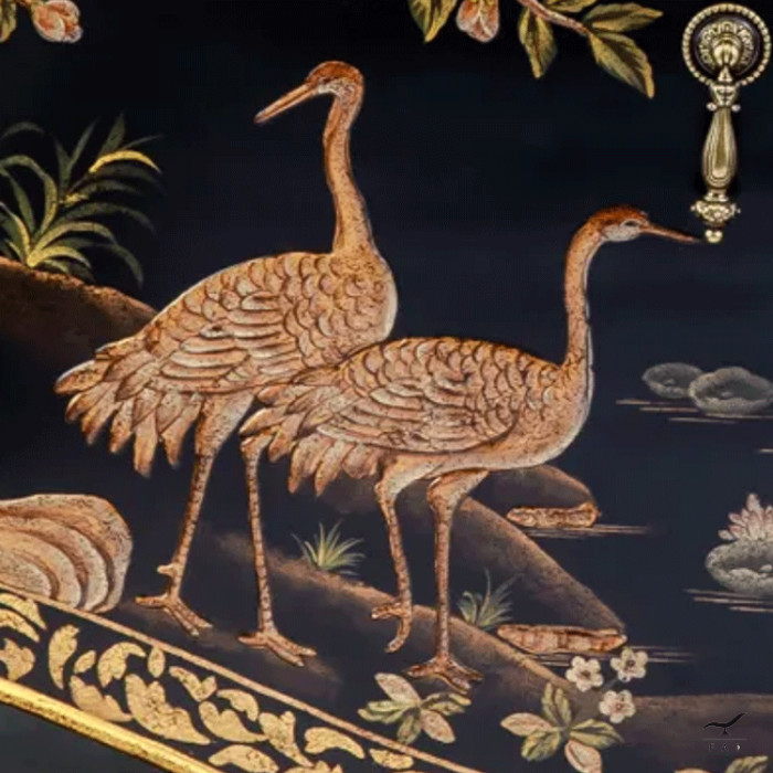 18th century style sideboard with floral and bird motifs