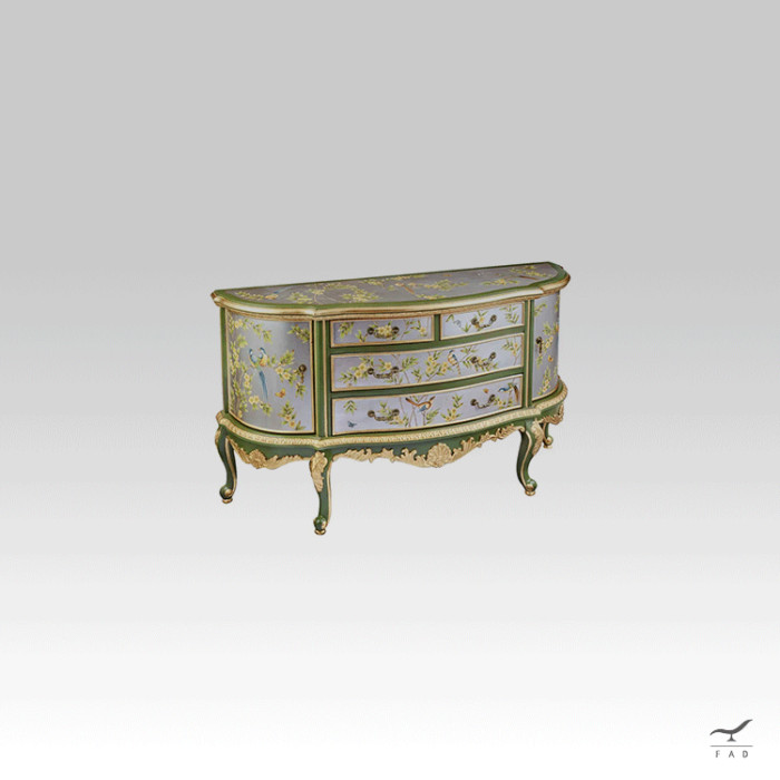 Credenza barocca con disegno a mezzaluna