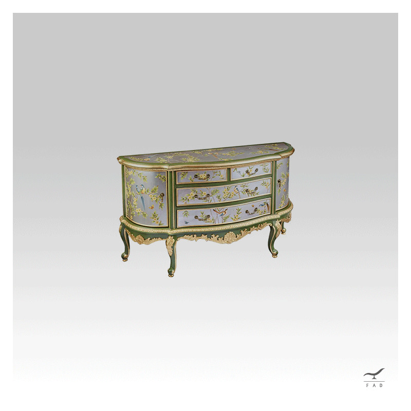 Credenza antica con disegno a mezzaluna - Pittura cinese e decorazioni del settecento - Perfetta per arredamenti di lusso