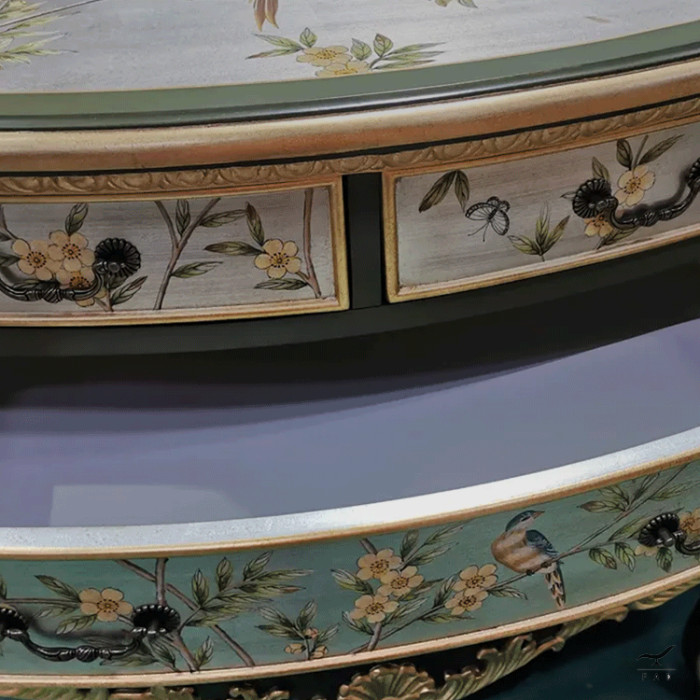 Credenza antica con disegno a mezzaluna - Pittura cinese e decorazioni del settecento - Perfetta per arredamenti di lusso