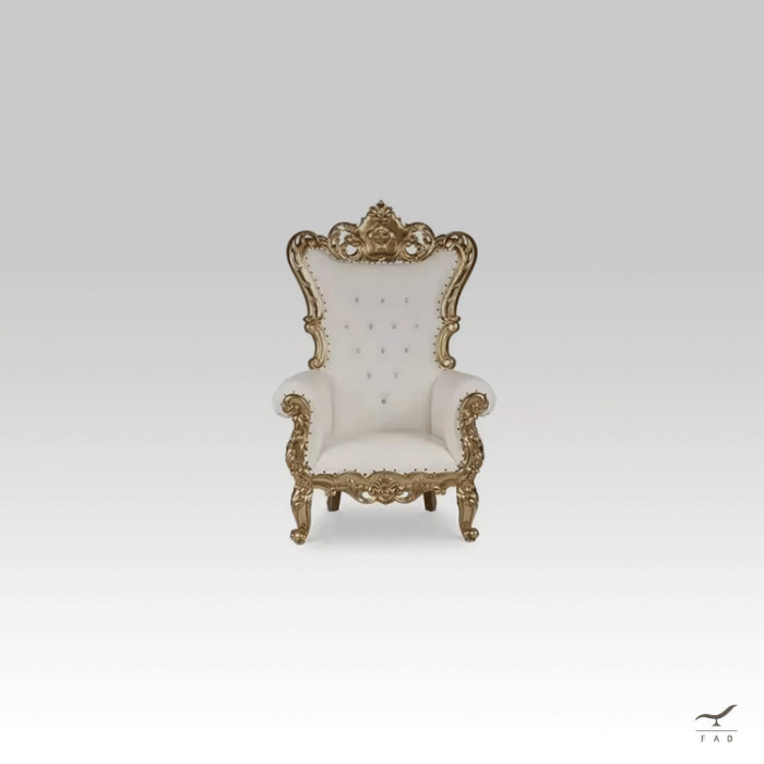 Luxury Baroque Armchair with Hand-Carved Wooden Frame and Customizable Fabric