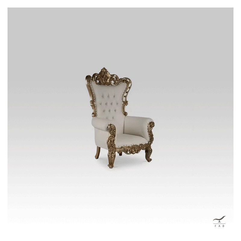 Luxury Baroque Armchair with Hand-Carved Wooden Frame | Customizable Fabric | Ideal for Luxury Hotels & Villas