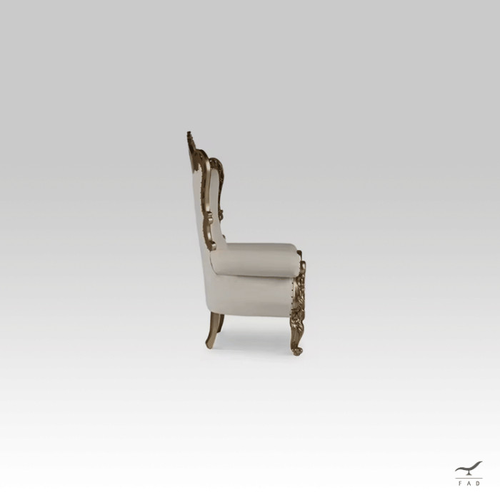 Luxury Baroque Armchair with Hand-Carved Wooden Frame and Customizable Fabric