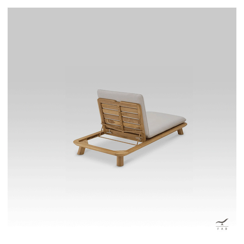 WIDE teak reclinable sun lounger for luxury villas and hotels