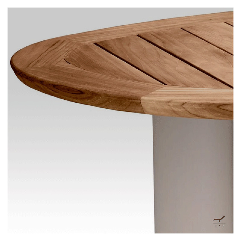 TELOS Oval Teak Table with Painted Aluminum Legs | Elegant Designer Garden Table