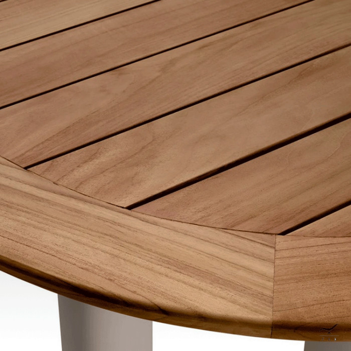 TELOS Oval Teak Table with Painted Aluminum Legs | Elegant Designer Garden Table