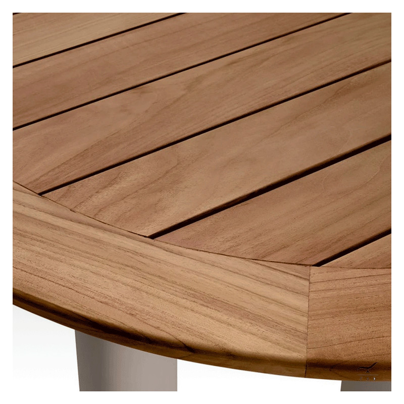 TELOS Oval Teak Table with Painted Aluminum Legs | Elegant Designer Garden Table