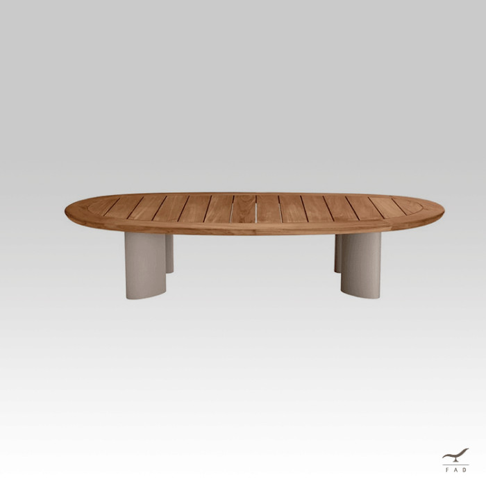 TELOS II Coffee Table with Painted Aluminum Legs and Teak Top