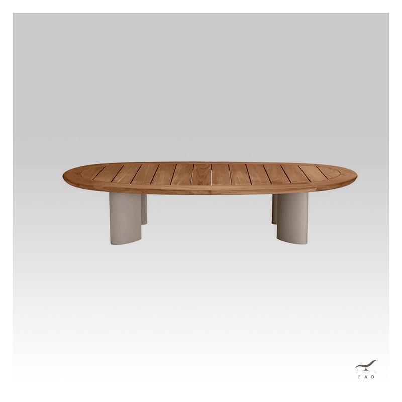 TELOS II Coffee Table with Painted Aluminum Legs and Teak Top