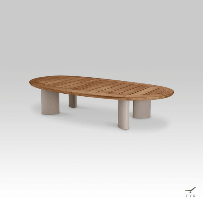 TELOS II Coffee Table with Painted Aluminum Legs and Teak Top