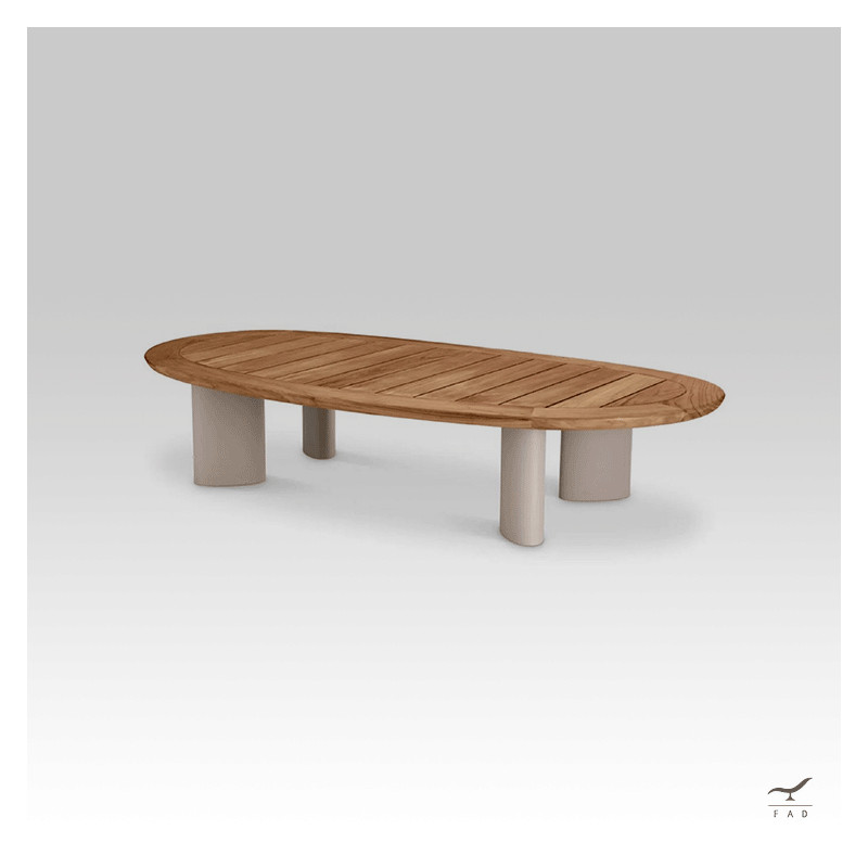 TELOS II aluminum & teak outdoor coffee table for luxury villas and hotels