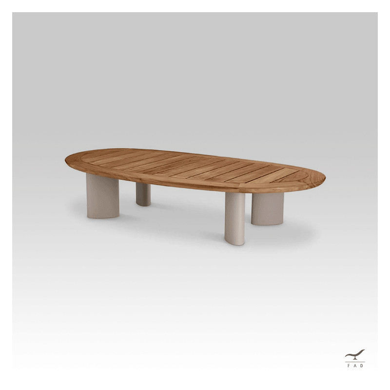 TELOS II Coffee Table with Painted Aluminum Legs and Teak Top