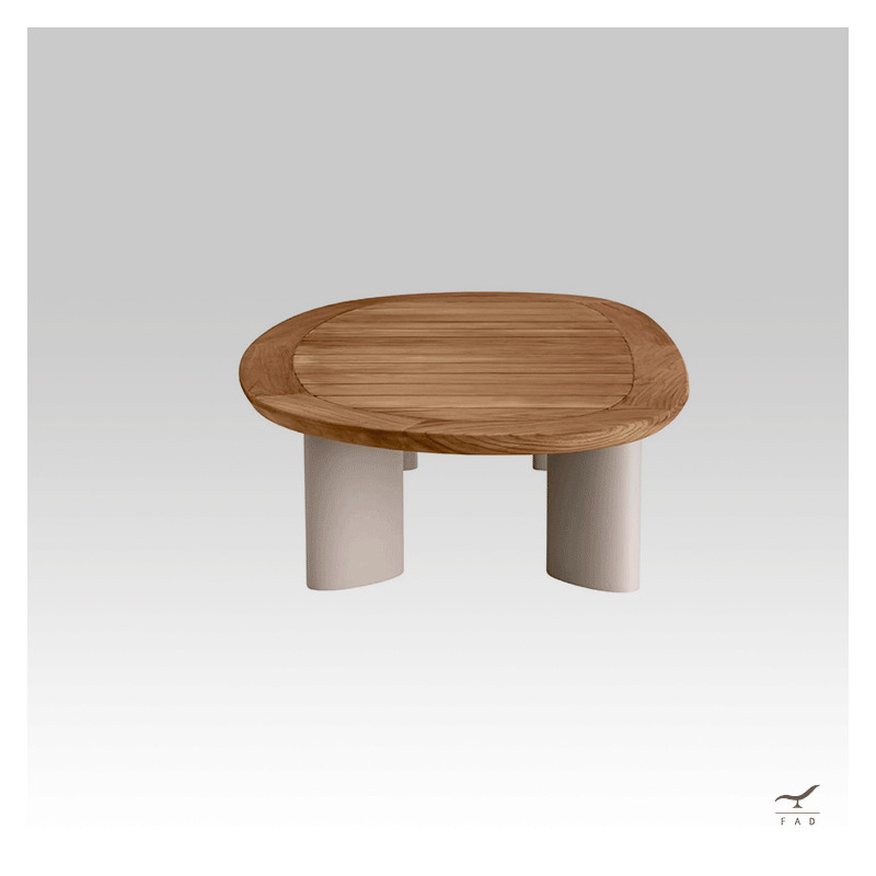 TELOS II Coffee Table with Painted Aluminum Legs and Teak Top