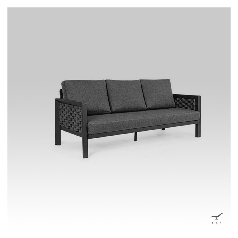 LEMON 3-seater steel & rope outdoor sofa for luxury villas and hotels