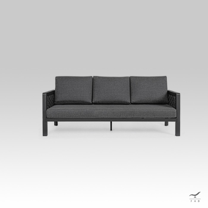 LEMON 3-seater steel & rope outdoor sofa for luxury villas and hotels