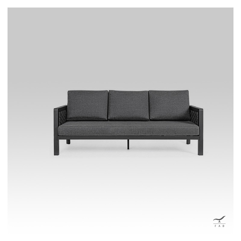 LEMON 3-seater steel & rope outdoor sofa for luxury villas and hotels