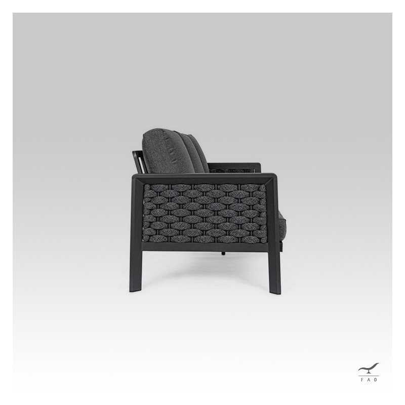 LEMON 3-seater steel & rope outdoor sofa for luxury villas and hotels