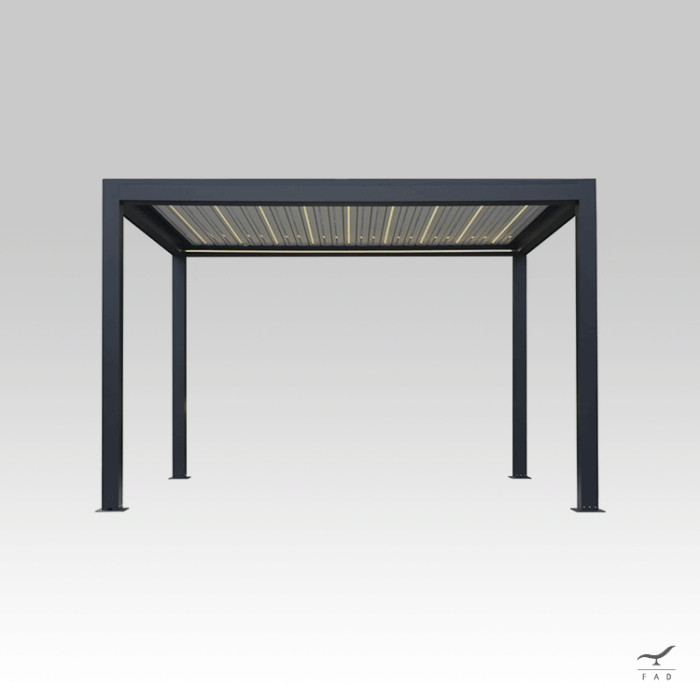 Customizable Aluminum Pergola with Foldable Roof and Integrated LEDs