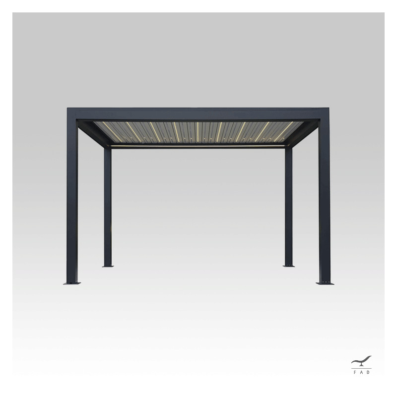 Customizable Aluminum Pergola with Foldable Roof and Integrated LEDs