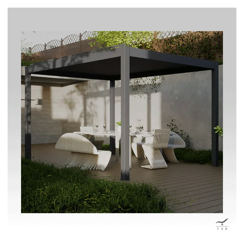 Luxurious Motorized Outdoor Louver Pergola: Modern Design with LED Integration