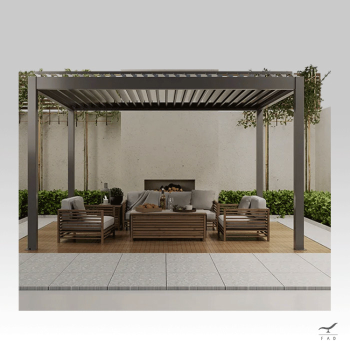 Luxurious Motorized Outdoor Louver Pergola: Modern Design with LED Integration