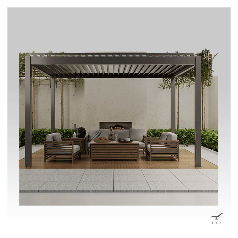 Luxurious Motorized Outdoor Louver Pergola: Modern Design with LED Integration