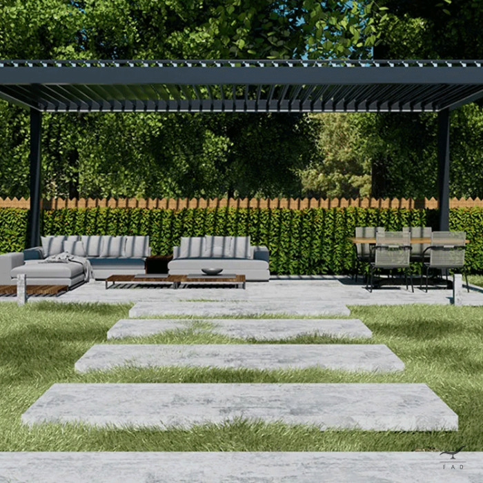 Luxurious Motorized Outdoor Louver Pergola: Modern Design with LED Integration