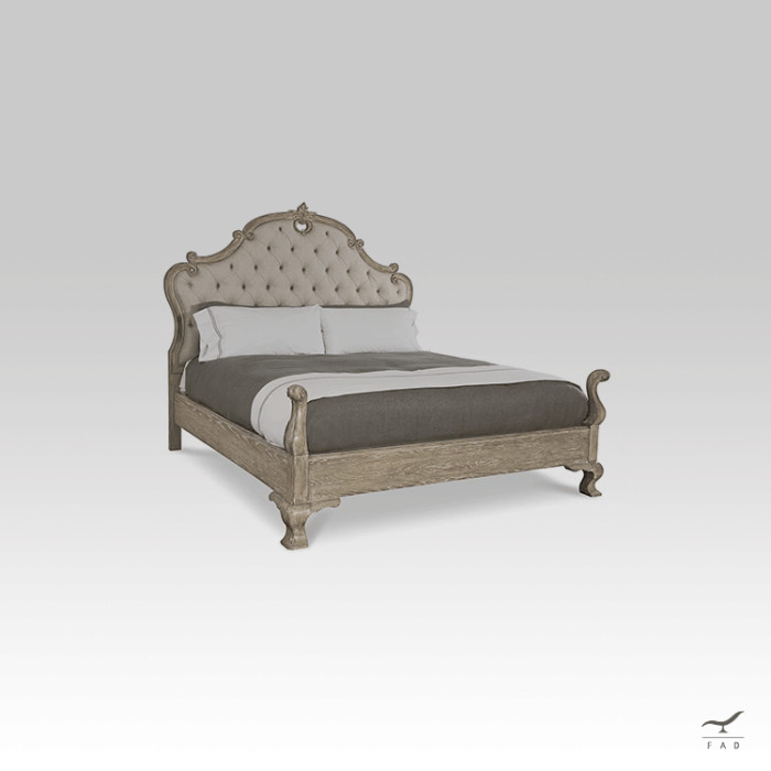 Luxurious Provençal Solid Oak Wood Bed | French Eighteenth-Century Design