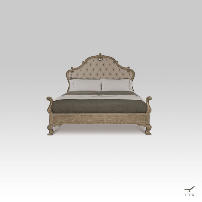 Luxurious Provençal Solid Oak Wood Bed | French Eighteenth-Century Design