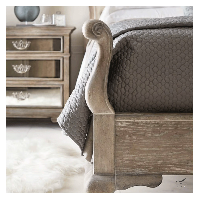 Luxury French Oak Wood Bed | Elegant Eighteenth Century Design
