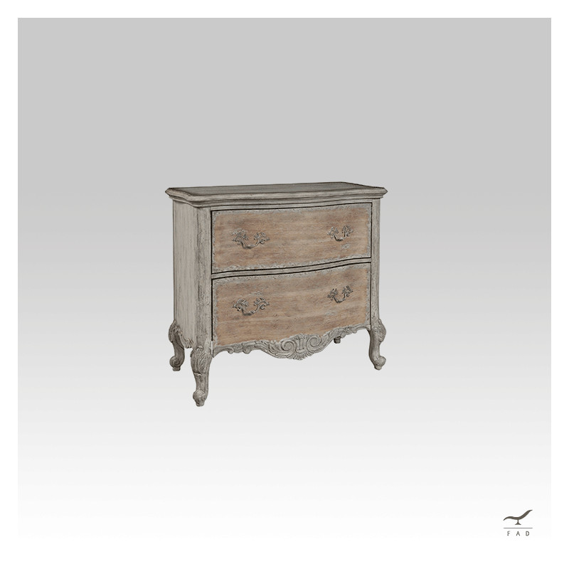 Solid Oak Bedside Table with Bronze Handles | Baroque Motifs | Antique Style