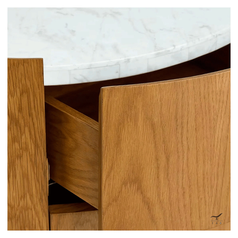 Luxurious KRES Bedside Table with Solid Wood Veneer Plywood Structure