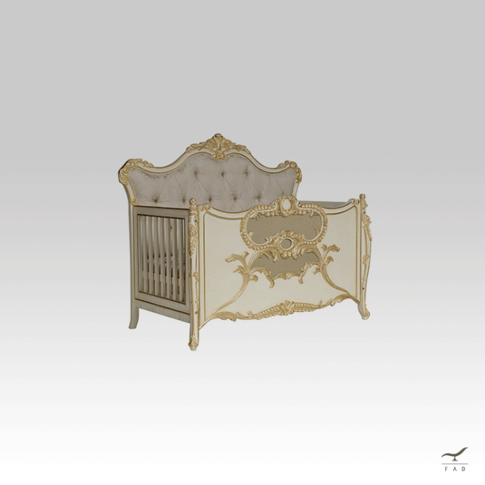 Luxury Carved, Lacquered and Gilded Cradle for Princely Child's Bedroom