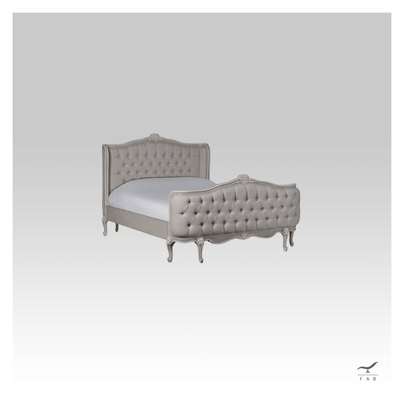 Letto Capitonnè di Lusso in Stile Barocco - Struttura Scolpita in Legno Laccato